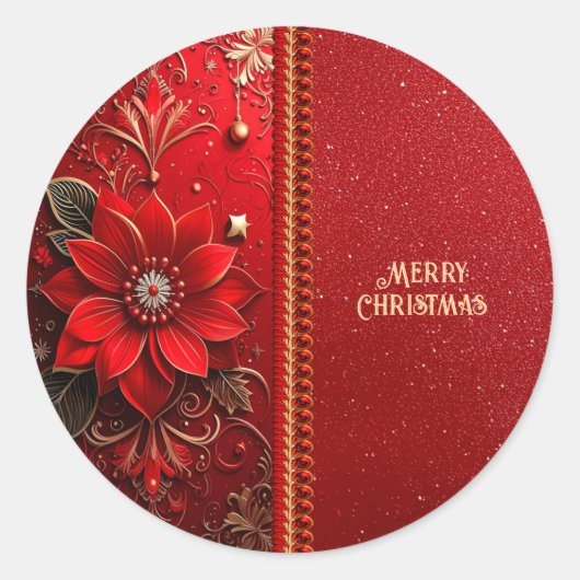 Autocollant de vacances Fleur Rouge de Noël (Devant)