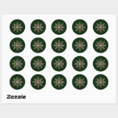 Autocollant de vacances flocon de neige vert et or (Feuille)
