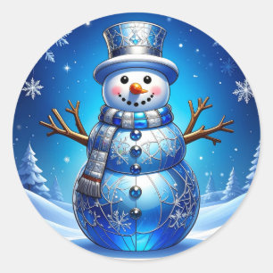 Autocollant de vacances flocons de neige bonhomme