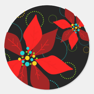 Autocollant de vacances rétro Poinsettia