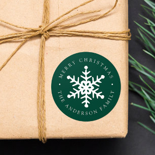 Autocollant de vacances vert Snowflake moderne