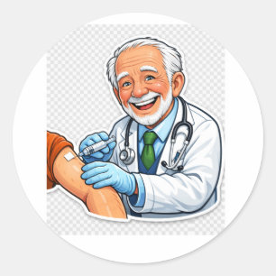 Autocollant de vaccin de docteur chibi