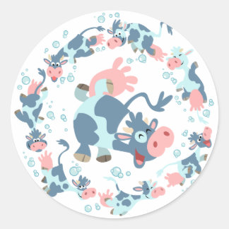 Autocollant de vaches de mer caricature