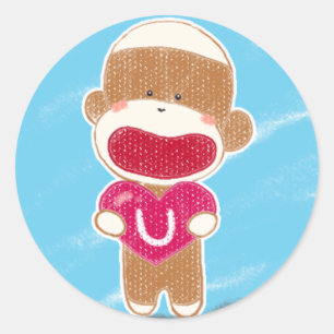 Autocollant de Valentine de singe de chaussette