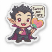 Autocollant de vampire chibi "Mignon et adorable" (Devant)