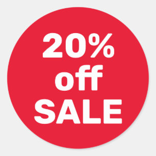 Autocollant de vente 20 % de réduction – Rouge et 