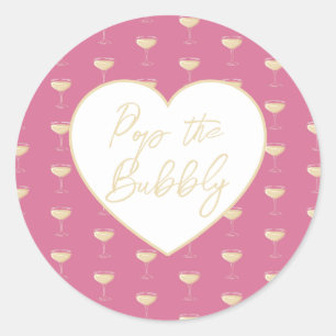 Autocollant de Verre à Champagne Rose Personnalisé