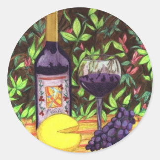 Autocollant de vin et de fromage