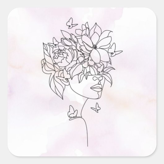Autocollant de visage floral (Devant)