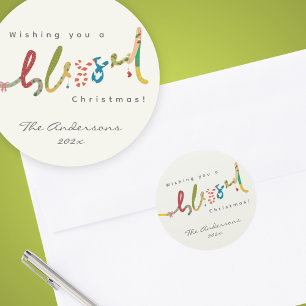 Autocollant de vœux de Noël béni peint à la main