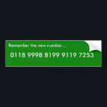 Autocollant De Voiture 01189998819991197253 Bumper Sticker (vert)<br><div class="desc">Cet autocollant de pare-chocs s'inspire de The IT Crowd. Montrez fièrement "le nouveau numéro" pour les services d'urgence.</div>