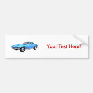 Autocollant De Voiture 1967 Corvette Sports Car : Fin bleue :