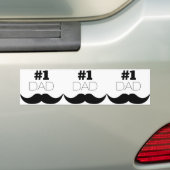 Autocollant De Voiture #1 Papa Mustache noire - Numéro Un (En voiture)