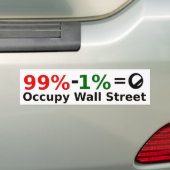 Autocollant De Voiture 99% - 1% = singularité, occupent Wall Street (En voiture)