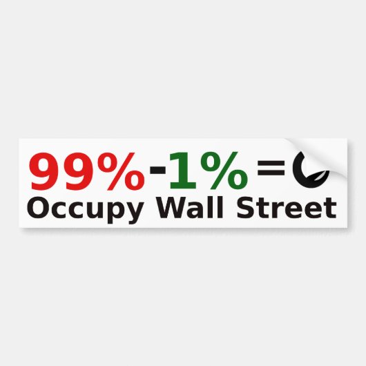 Autocollant De Voiture 99% - 1% = singularité, occupent Wall Street (Devant)