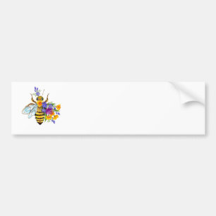 Autocollant De Voiture Abeille à fleurs avec plantes sauvages