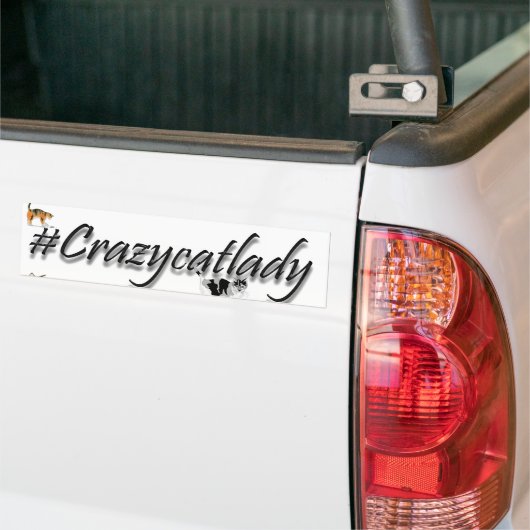 Autocollant De Voiture adhésif pour pare-chocs #crazycatlady (Sur camion)