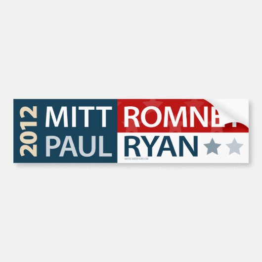 Autocollant De Voiture Adhésif pour pare-chocs de Mitt Romney Paul Ryan (Devant)