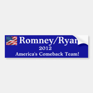 Autocollant De Voiture Adhésif pour pare-chocs Romney/Ryan 2012