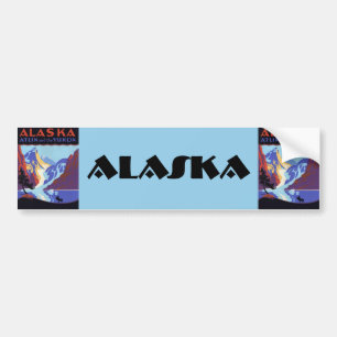 Autocollant De Voiture Affiche vintage de voyage en Alaska, Atlin et Yuko