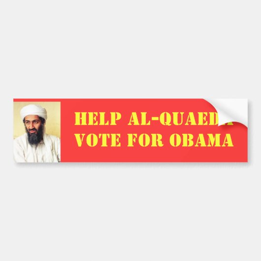 AUTOCOLLANT DE VOITURE AIDE AL-QUAEDA - VOTE POUR OBAMA (Devant)