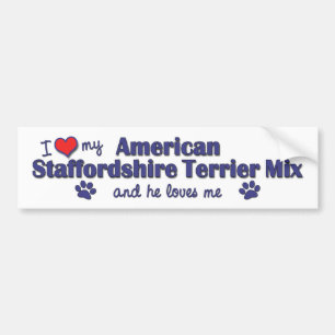 Autocollant De Voiture Aimez mon Amer. Mélange du Staffordshire Terrier