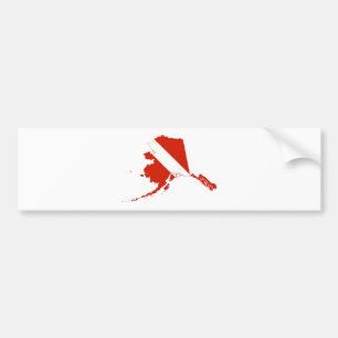 Autocollant De Voiture Alaska Shaped Scuba Diver Red White Dive Flag