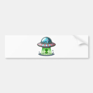 Autocollant De Voiture Alien enlevant une vache