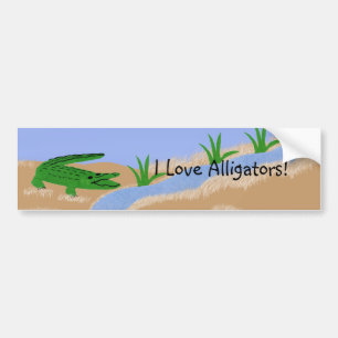 Autocollant De Voiture Alligator Green Whimsical Cartoon Art