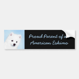 Autocollant De Voiture American Eskimo Dog Painting - Original Dog Art