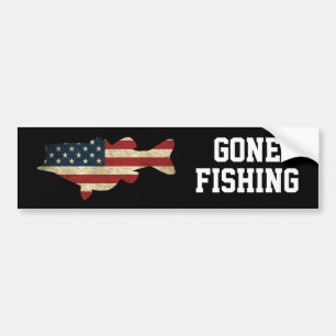 Autocollant De Voiture American Flag Bass Gone Fishing