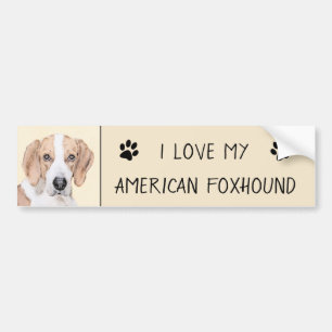 Autocollant De Voiture American Foxhound Painting - Joli art original chi