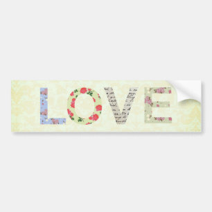 Autocollant De Voiture Amour floral vintage - crème