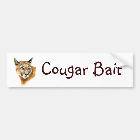 Autocollant De Voiture Amusant "Cougar Bait" avec Aquarelle Animal (Devant)