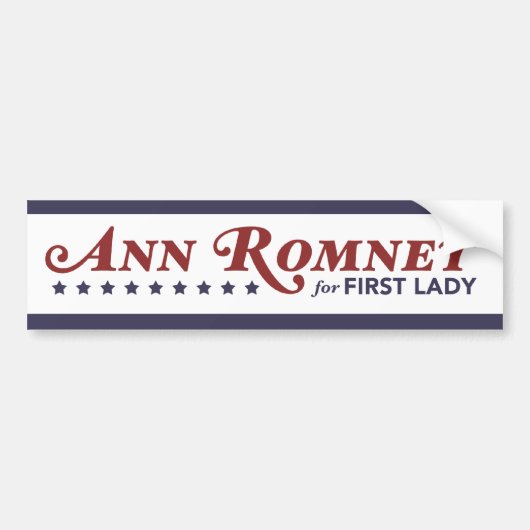 Autocollant De Voiture Ann Romney pour première Madame Red, blanc, (Devant)