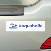 Autocollant De Voiture Aquaholic drôle de nage bleu sur blanc (En voiture)
