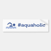 Autocollant De Voiture Aquaholic drôle de nage bleu sur blanc (Devant)