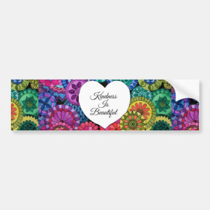 Autocollant De Voiture Aquarelle Rainbow Mandala avec coeur