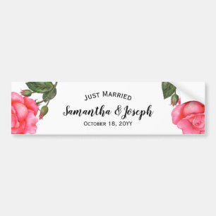 Autocollant De Voiture Aquarelle rose Illustration Art floral