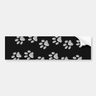 Autocollant De Voiture Arrière - plan noir Silver Dog Paws Motif d'impres