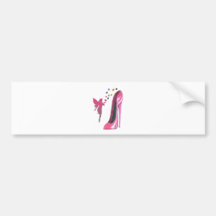 Autocollant De Voiture Art rose de chaussure de fée et de stylet