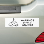 Autocollant De Voiture Attention! Commando catholique (En voiture)