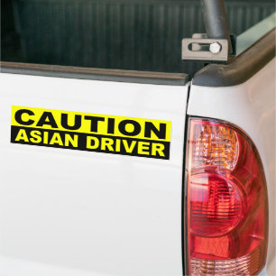 AUTOCOLLANT DE VOITURE ATTENTION, CONDUCTEUR ASIATIQUE