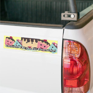 Autocollant De Voiture Attention je freine pour le Chocolat