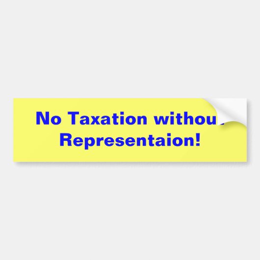 Autocollant De Voiture Aucune imposition sans Representaion ! (Devant)