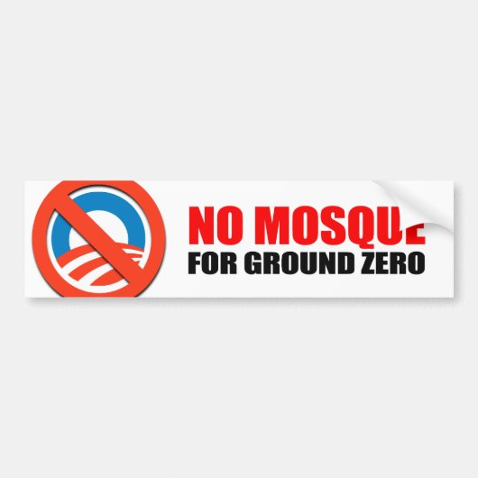 AUTOCOLLANT DE VOITURE AUCUNE MOSQUÉE POUR POINT ZÉRO (Devant)