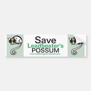Autocollant De Voiture Australie - Save Leadbeater's POSSUM - En danger