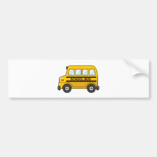 Autocollant De Voiture Autobus scolaire jaune et noir de bande dessinée