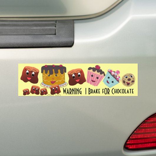 Autocollant De Voiture AVERTISSEMENT Je freine pour le chocolat Chibi - (En voiture)