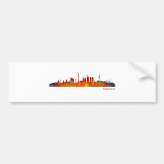 Autocollant De Voiture Barcelone watercolor skyline v01